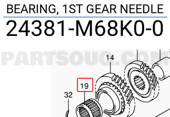Suzuki 24381M68K00 BEARING, 1ST GEAR NEEDLE