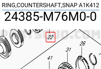 Suzuki 24385M76M00 RING,COUNTERSHAFT,SNAP A1K412