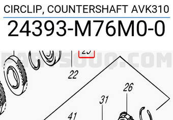 Suzuki 24393M76M00 CIRCLIP, COUNTERSHAFT AVK310