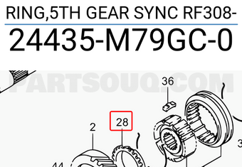 Suzuki 24435M79GC0 RING,5TH GEAR SYNC RF308-
