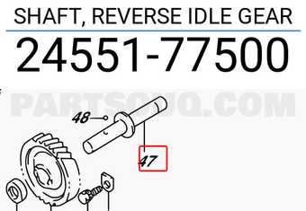 Suzuki 2455177500 SHAFT, REVERSE IDLE GEAR
