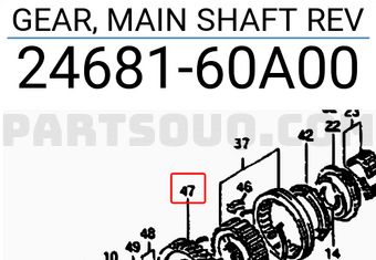 Suzuki 2468160A00 GEAR, MAIN SHAFT REV