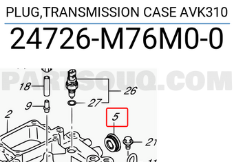 Suzuki 24726M76M00 PLUG,TRANSMISSION CASE AVK310