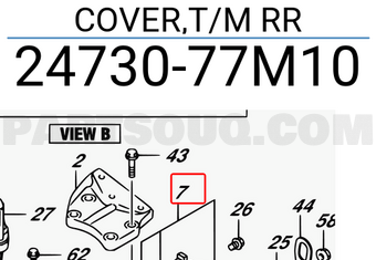 Suzuki 2473077M10 COVER,T/M RR