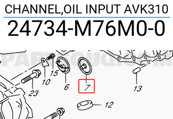 Suzuki 24734M76M00 CHANNEL,OIL INPUT AVK310