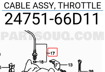Suzuki 2475166D11 CABLE ASSY, THROTTLE
