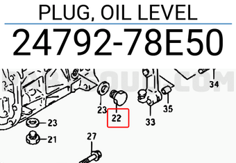 Suzuki 2479278E50 PLUG, OIL LEVEL