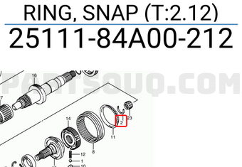 Suzuki 2511184A00212 RING, SNAP (T:2.12)