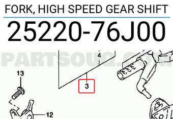 Suzuki 2522076J00 FORK, HIGH SPEED GEAR SHIFT