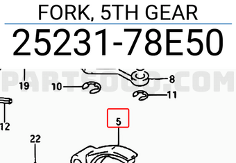 Suzuki 2523178E50 FORK, 5TH GEAR