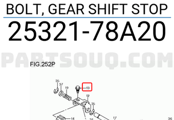 Suzuki 2532178A20 BOLT, GEAR SHIFT STOP