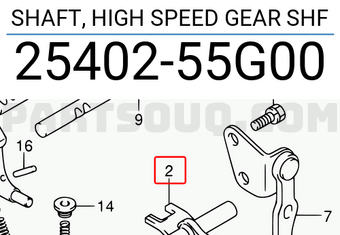 Suzuki 2540255G00 SHAFT, HIGH SPEED GEAR SHF