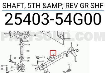Suzuki 2540354G00 SHAFT, 5TH & REV GR SHF