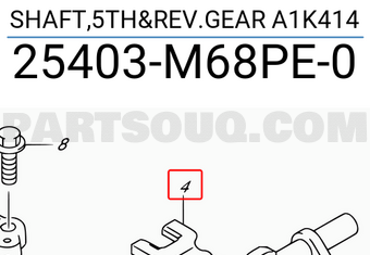 Suzuki 25403M68PE0 SHAFT,5TH&REV.GEAR A1K414