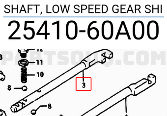Suzuki 2541060A00 SHAFT, LOW SPEED GEAR SHI