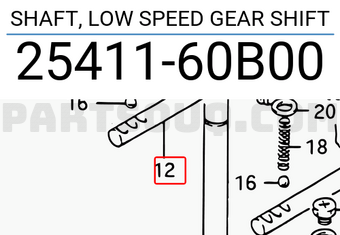 Suzuki 2541160B00 SHAFT, LOW SPEED GEAR SHIFT