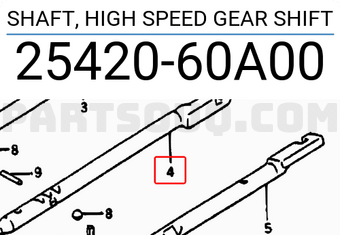 Suzuki 2542060A00 SHAFT, HIGH SPEED GEAR SHIFT