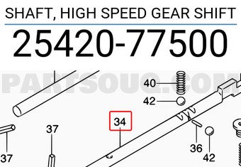 Suzuki 2542077500 SHAFT, HIGH SPEED GEAR SHIFT