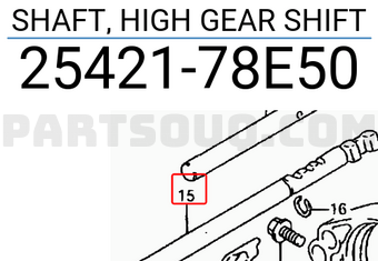 Suzuki 2542178E50 SHAFT, HIGH GEAR SHIFT