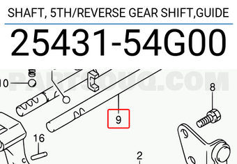 Suzuki 2543154G00 SHAFT, 5TH/REVERSE GEAR SHIFT,GUIDE