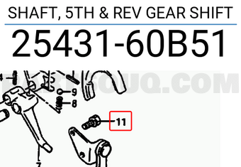 Suzuki 2543160B51 SHAFT, 5TH & REV GEAR SHIFT