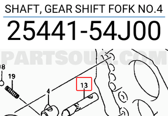 Suzuki 2544154J00 SHAFT, GEAR SHIFT FOFK NO.4