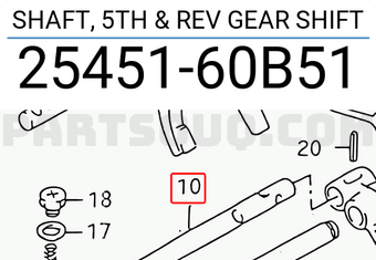 Suzuki 2545160B51 SHAFT, 5TH & REV GEAR SHIFT