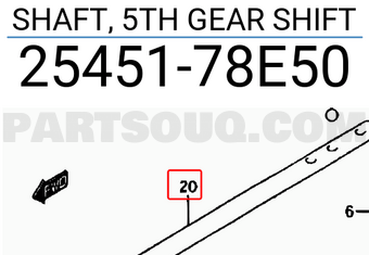 Suzuki 2545178E50 SHAFT, 5TH GEAR SHIFT
