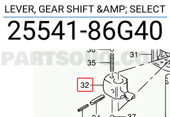 Suzuki 2554186G40 LEVER, GEAR SHIFT & SELECT