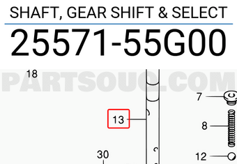 Suzuki 2557155G00 SHAFT, GEAR SHIFT & SELECT