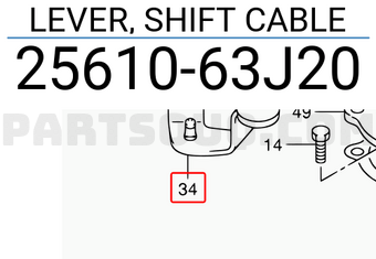 Suzuki 2561063J20 LEVER, SHIFT CABLE