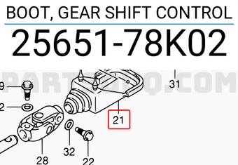 Suzuki 2565178K02 BOOT, GEAR SHIFT CONTROL