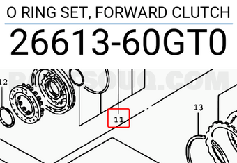 Suzuki 2661360GT0 O RING SET, FORWARD CLUTCH