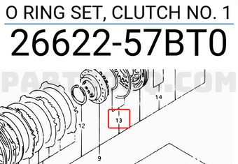 Suzuki 2662257BT0 O RING SET, CLUTCH NO. 1