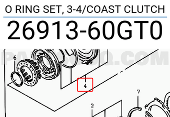 Suzuki 2691360GT0 O RING SET, 3-4/COAST CLUTCH