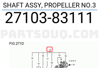 Suzuki 2710383111 SHAFT ASSY, PROPELLER NO.3