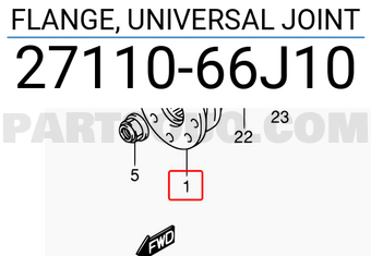Suzuki 2711066J10 FLANGE, UNIVERSAL JOINT