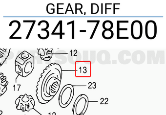 Suzuki 2734178E00 GEAR, DIFF