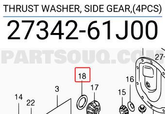 Suzuki 2734261J00 THRUST WASHER, SIDE GEAR,(4PCS)