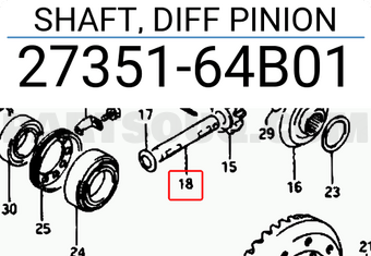 Suzuki 2735164B01 SHAFT, DIFF PINION