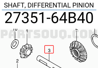 Suzuki 2735164B40 SHAFT, DIFFERENTIAL PINION