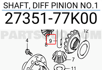 Suzuki 2735177K00 SHAFT, DIFF PINION NO.1