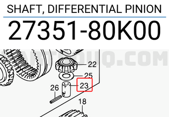 Suzuki 2735180K00 SHAFT, DIFFERENTIAL PINION