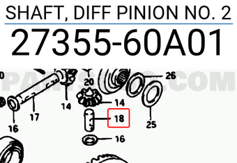 Suzuki 2735560A01 SHAFT, DIFF PINION NO. 2