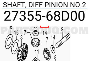 Suzuki 2735568D00 SHAFT, DIFF PINION NO.2