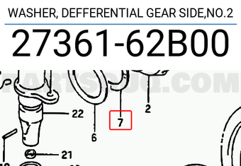 Suzuki 2736162B00 WASHER, DEFFERENTIAL GEAR SIDE,NO.2