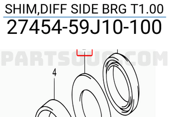 Suzuki 2745459J10100 SHIM,DIFF SIDE BRG T1.00
