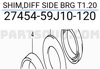 Suzuki 2745459J10120 SHIM,DIFF SIDE BRG T1.20