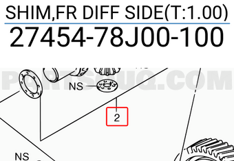 Suzuki 2745478J00100 SHIM,FR DIFF SIDE(T:1.00)