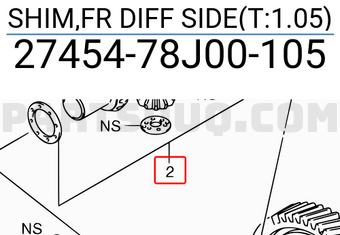 Suzuki 2745478J00105 SHIM,FR DIFF SIDE(T:1.05)